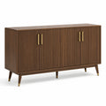 Sideboard in Braun und Gold mit geriffelten Fronten und 4 Türen, 160 × 40 × 80 cm