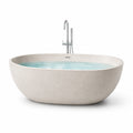 Freistehende ovale Badewanne aus Steinverbundwerkstoff, Beige/Cremeweiß, 170 × 80 × 58 cm