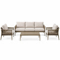 4-teiliges Gartenmöbel-Set in Taupe und Beige mit Dreisitzer-Sofa 195 × 77 × 81 cm, 2 Sesseln 76 × 77 × 81 cm und Couchtisch 110 × 60 × 39 cm