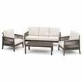 4-teiliges Gartenmöbel-Set in Braun und Creme mit 3-Sitzer-Sofa 190 × 76 × 78 cm, 2 Sesseln 74 × 76 × 78 cm und Couchtisch 110 × 60 × 42 cm
