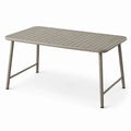 Rechteckiger Metall-Gartentisch in Taupe mit Lamellenplatte, 120 × 70 × 75 cm