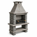 Gartenkamin aus Betonwerkstein mit Stahlgrill, Grau, Schwarz und Hellbraun, 110 × 65 × 210 cm