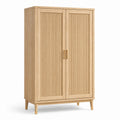 Zweitüriger Schrank mit Lamellenfront, 100 × 50 × 180 cm, Hellbraun und Gold