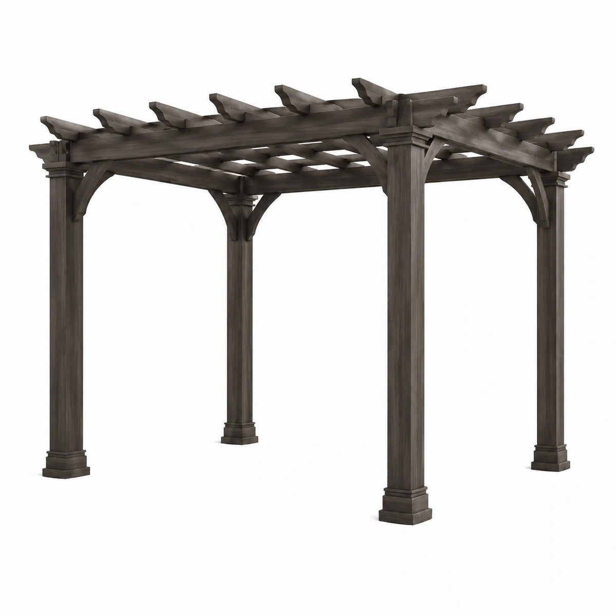 Freistehende Holzpergola 305 × 305 × 244 cm, Dunkelbraun, klassisches Design