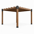 Freistehende Pergola mit offenem Lamellendach, 300 × 300 × 250 cm, Braun und Schwarz