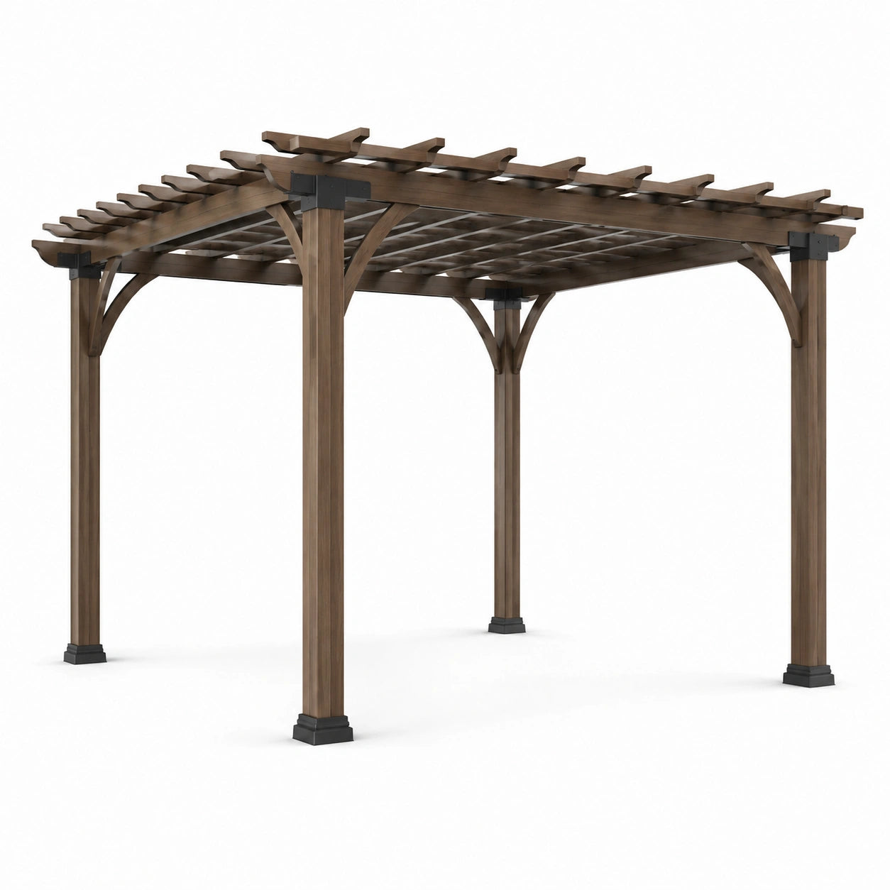 Freistehende Holzpergola mit Rankgitterdach, 305 × 305 × 244 cm, Braun und Schwarz