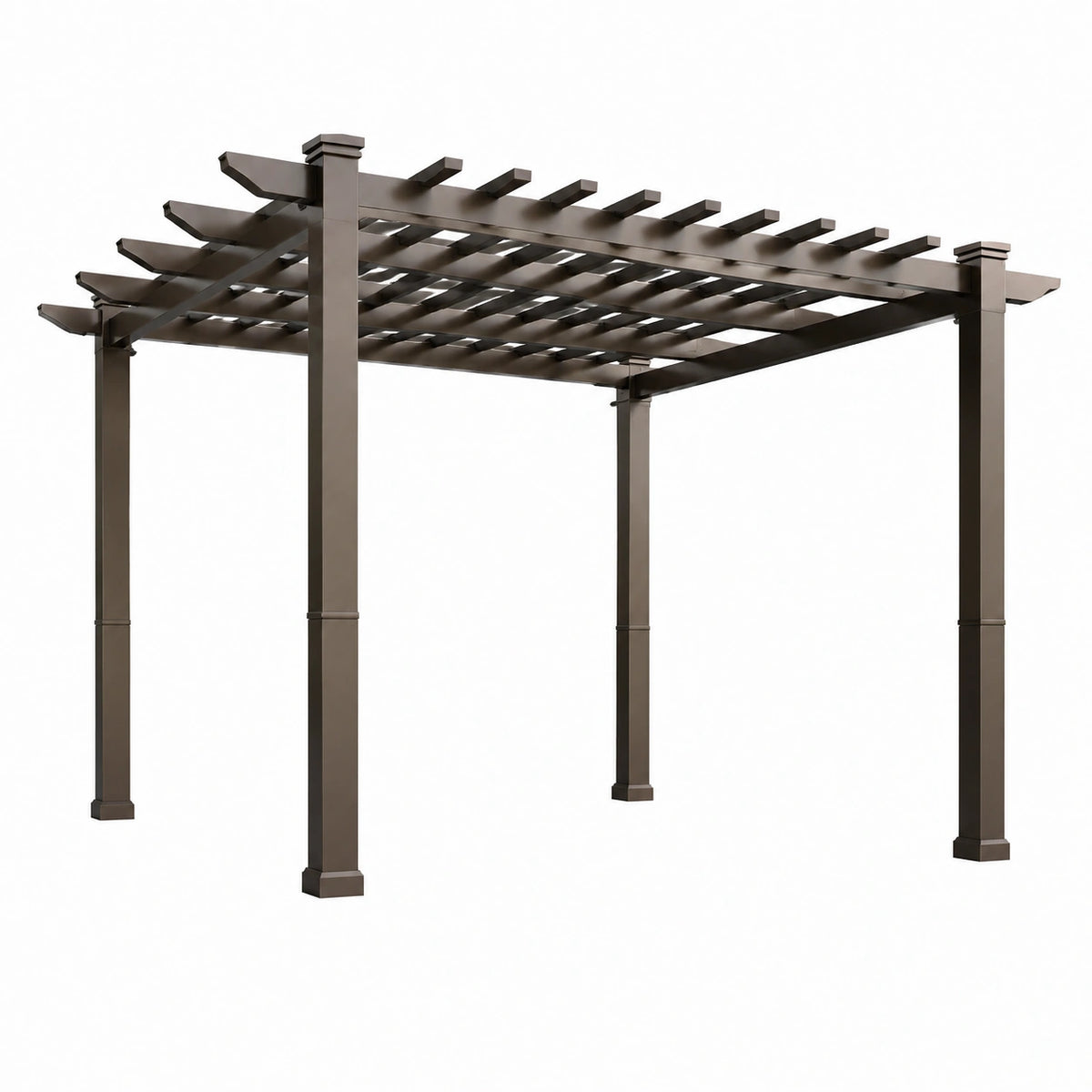Freistehende Aluminium-Pergola mit offenem Rankdach, 600 × 360 × 250 cm, Braun