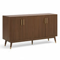 Sideboard in Braun und Gold mit geriffelten Fronten und 4 Türen, 160 × 40 × 80 cm