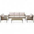 4-teiliges Gartenmöbel-Set in Taupe und Beige mit Dreisitzer-Sofa 195 × 77 × 81 cm, 2 Sesseln 76 × 77 × 81 cm und Couchtisch 110 × 60 × 39 cm