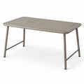 Rechteckiger Metall-Gartentisch in Taupe mit Lamellenplatte, 120 × 70 × 75 cm