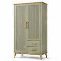 Kleiderschrank in Olivgrün mit 2 Türen und 2 Schubladen, 100 × 50 × 180 cm