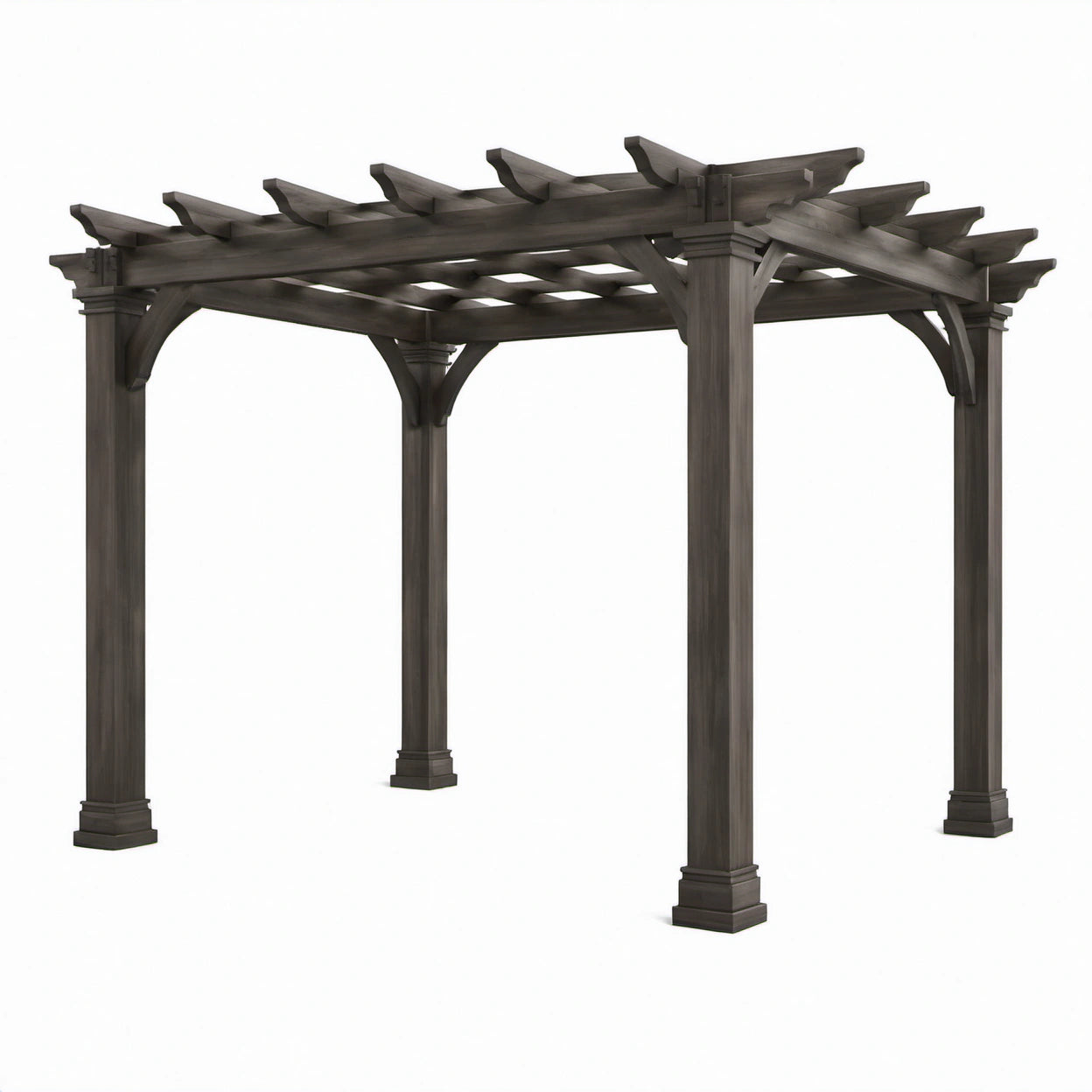 Freistehende Holzpergola 305 × 305 × 244 cm, Dunkelbraun, klassisches Design