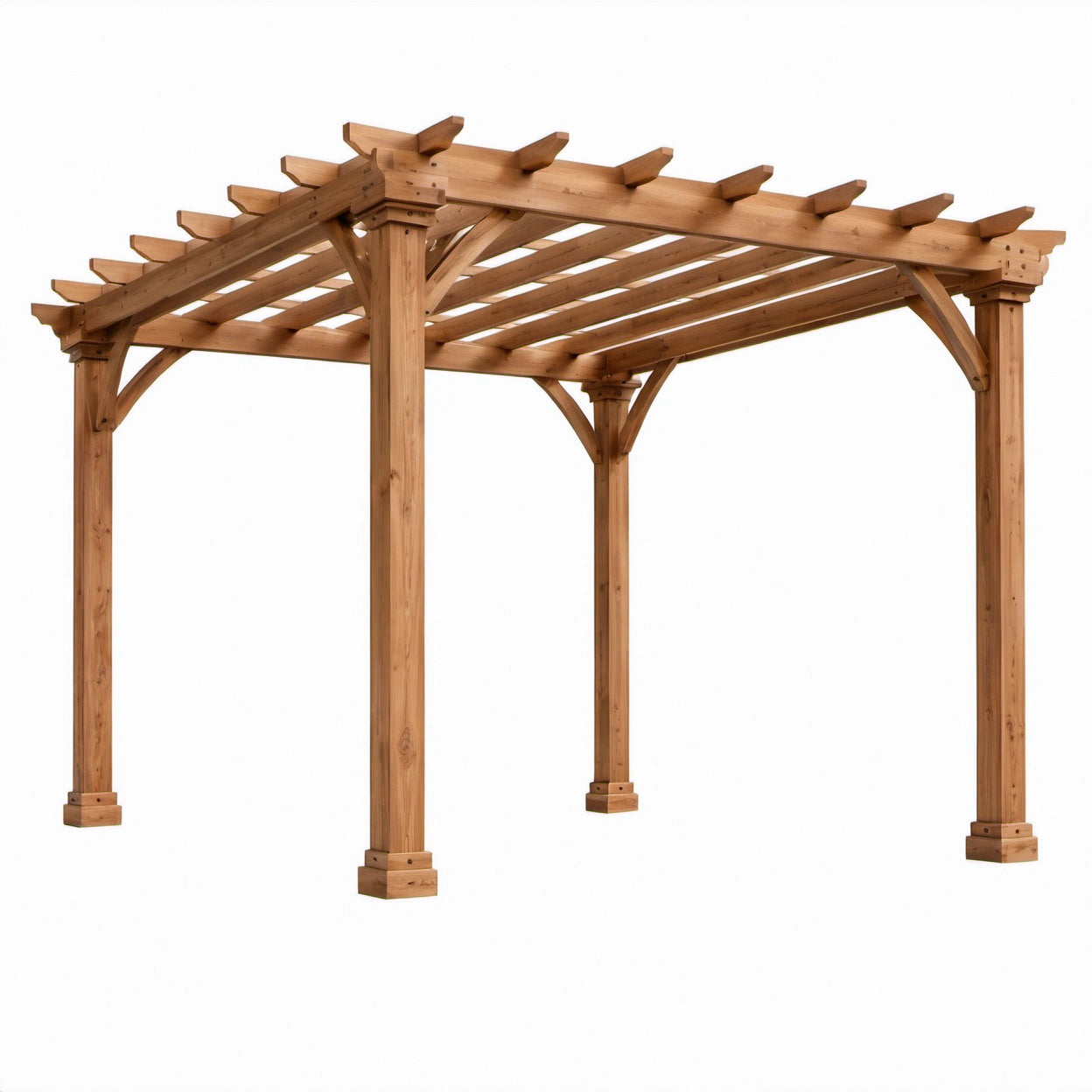 Freistehende Holzpergola in Braun mit offenem Lamellendach, 488 × 366 × 250 cm