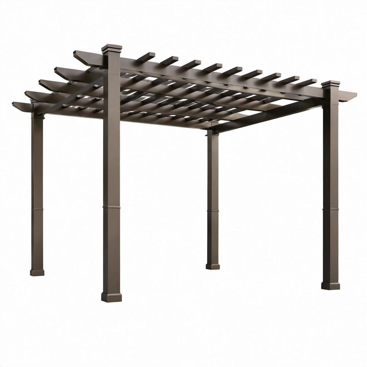 Freistehende Aluminium-Pergola mit offenem Rankdach, 600 × 360 × 250 cm, Braun